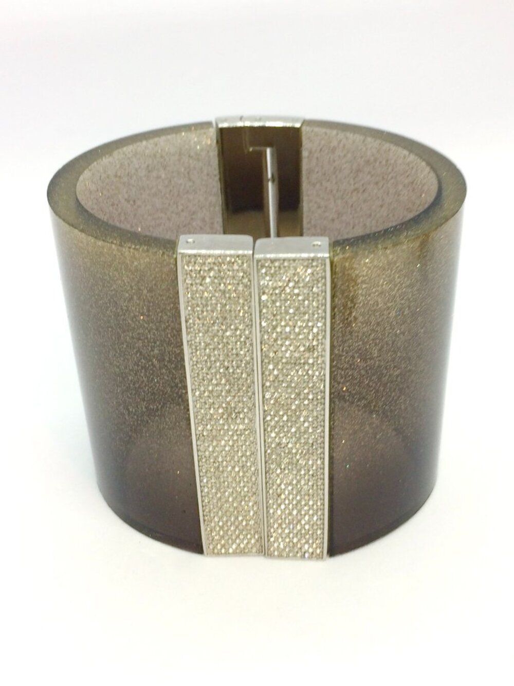 Michael Kors Bracelet Cuff Cityscape Shimmer Wide Smoky Brown Resin Crystal